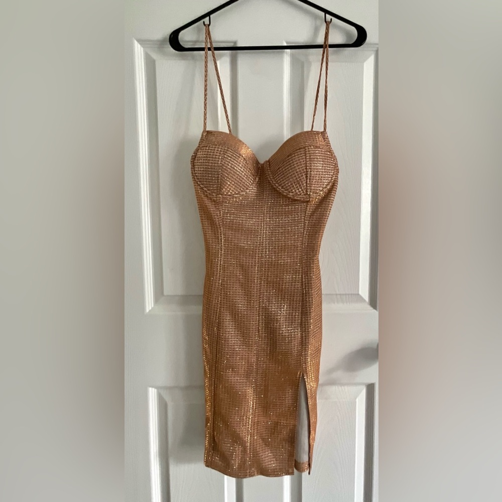 Sparkling Gold Colored BodyCon Dress- Small/New